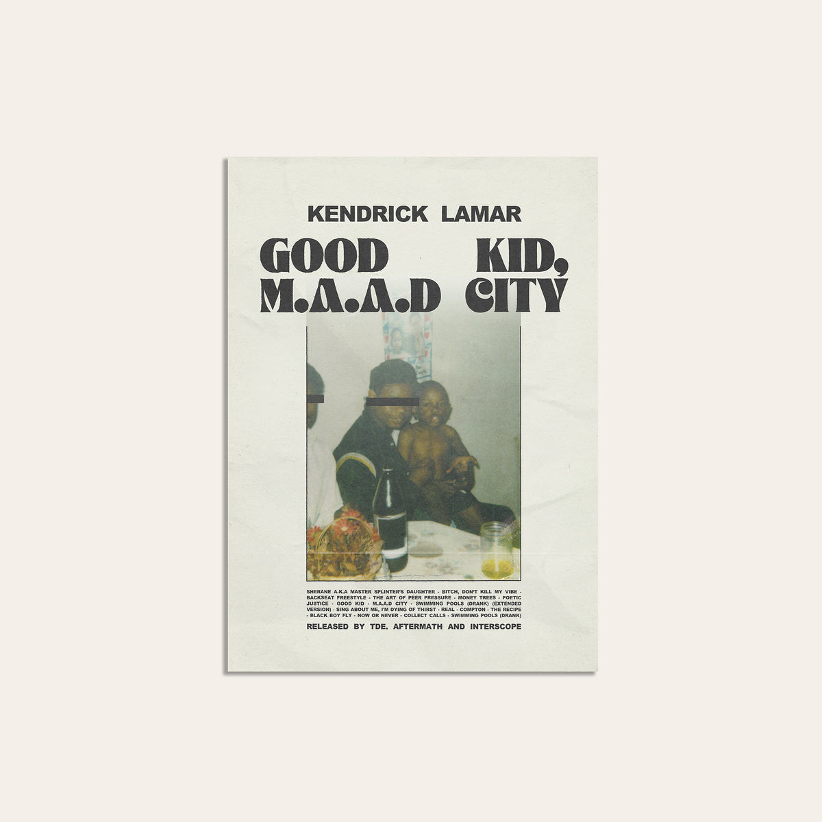 Kendrick Lamar Good Kid, M.A.A.D City Family Portrait Edition album poster — unframed print