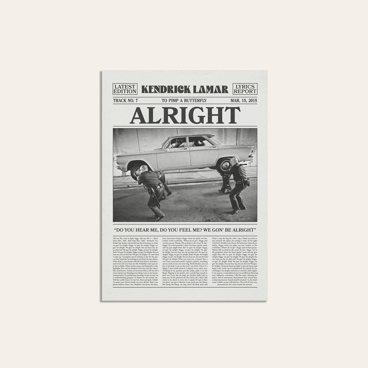 Kendrick Lamar Alright newspaper poster — unframed print