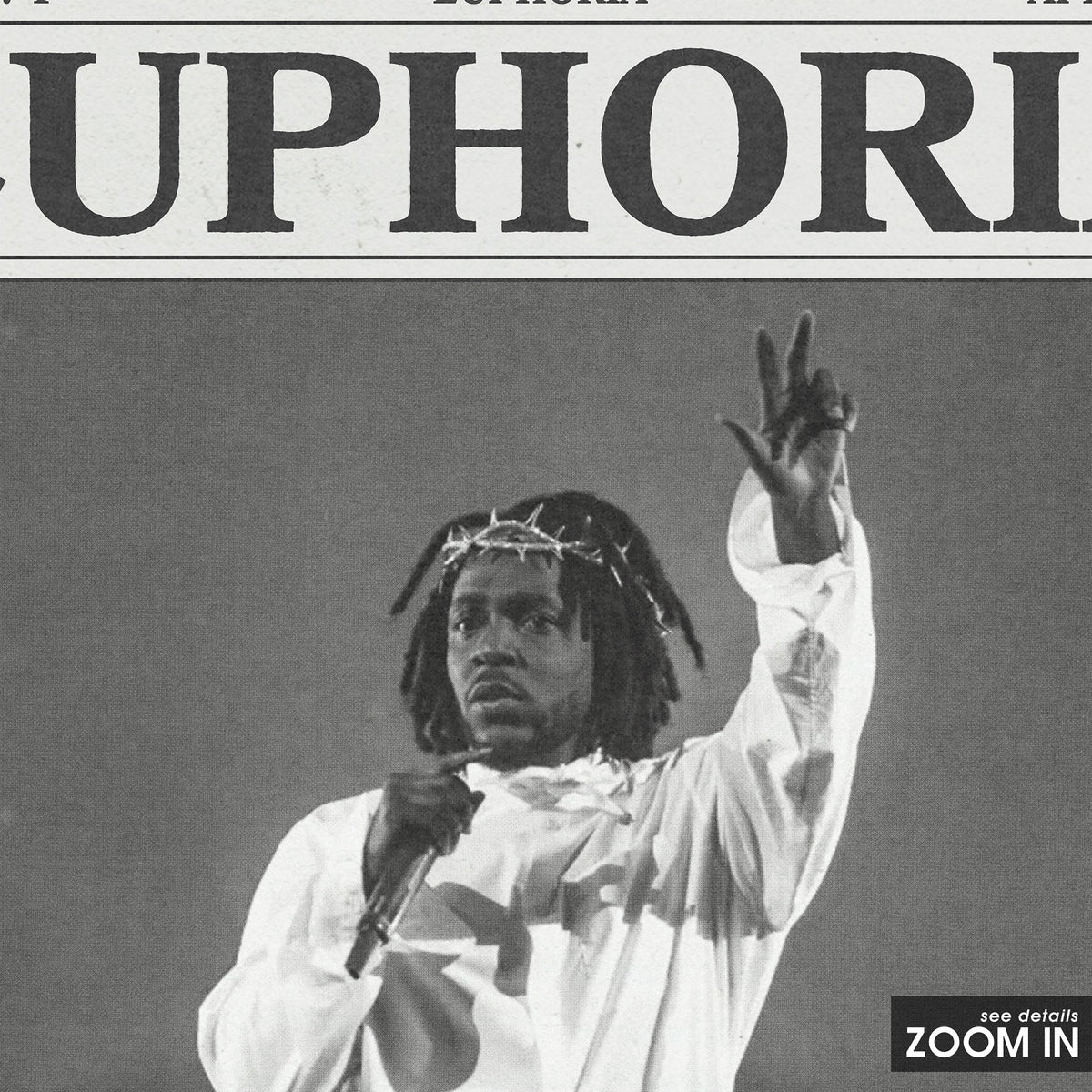 Kendrick Lamar Euphoria newspaper poster — close-up detail