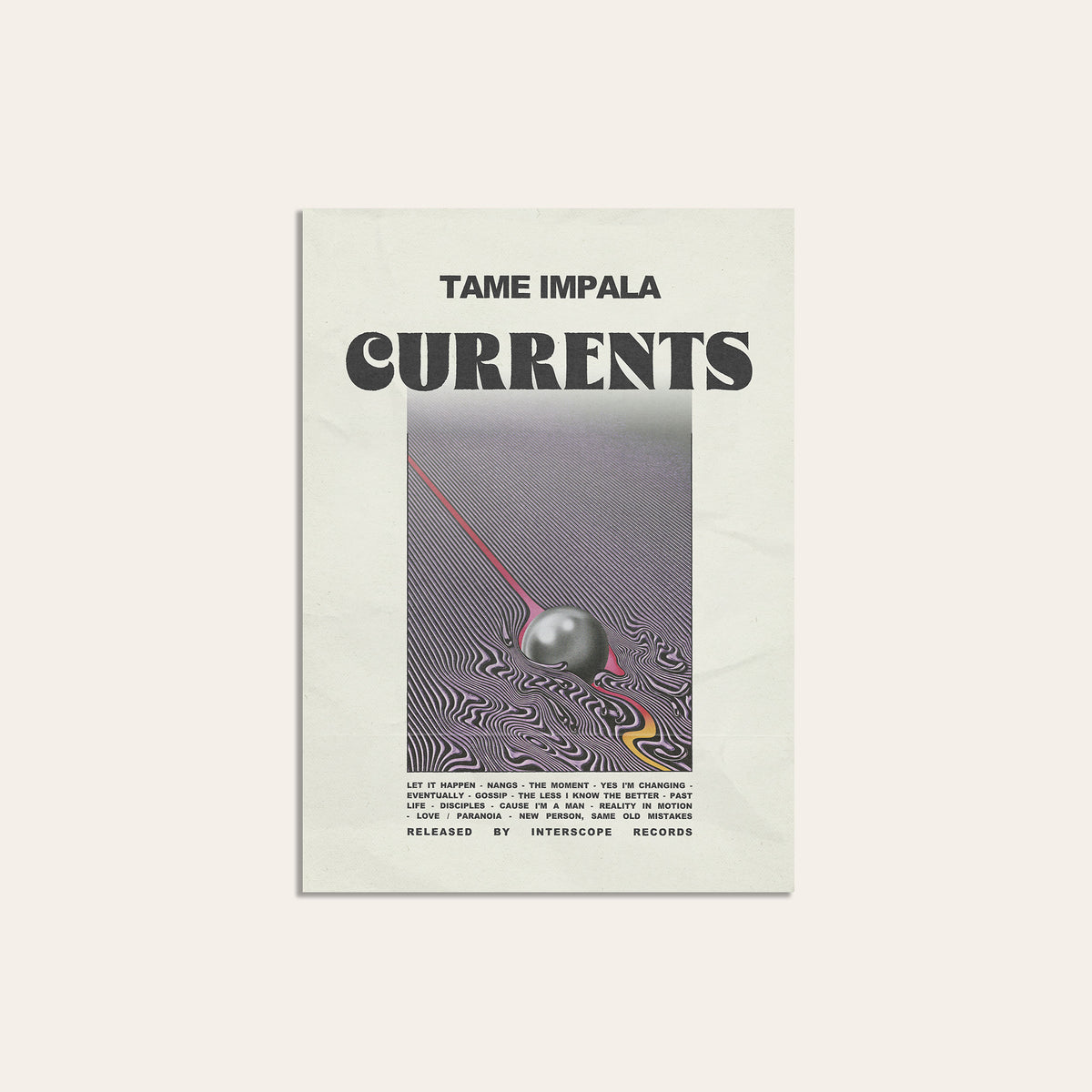 Tame Impala Currents Minimal Album Edition album poster — unframed print