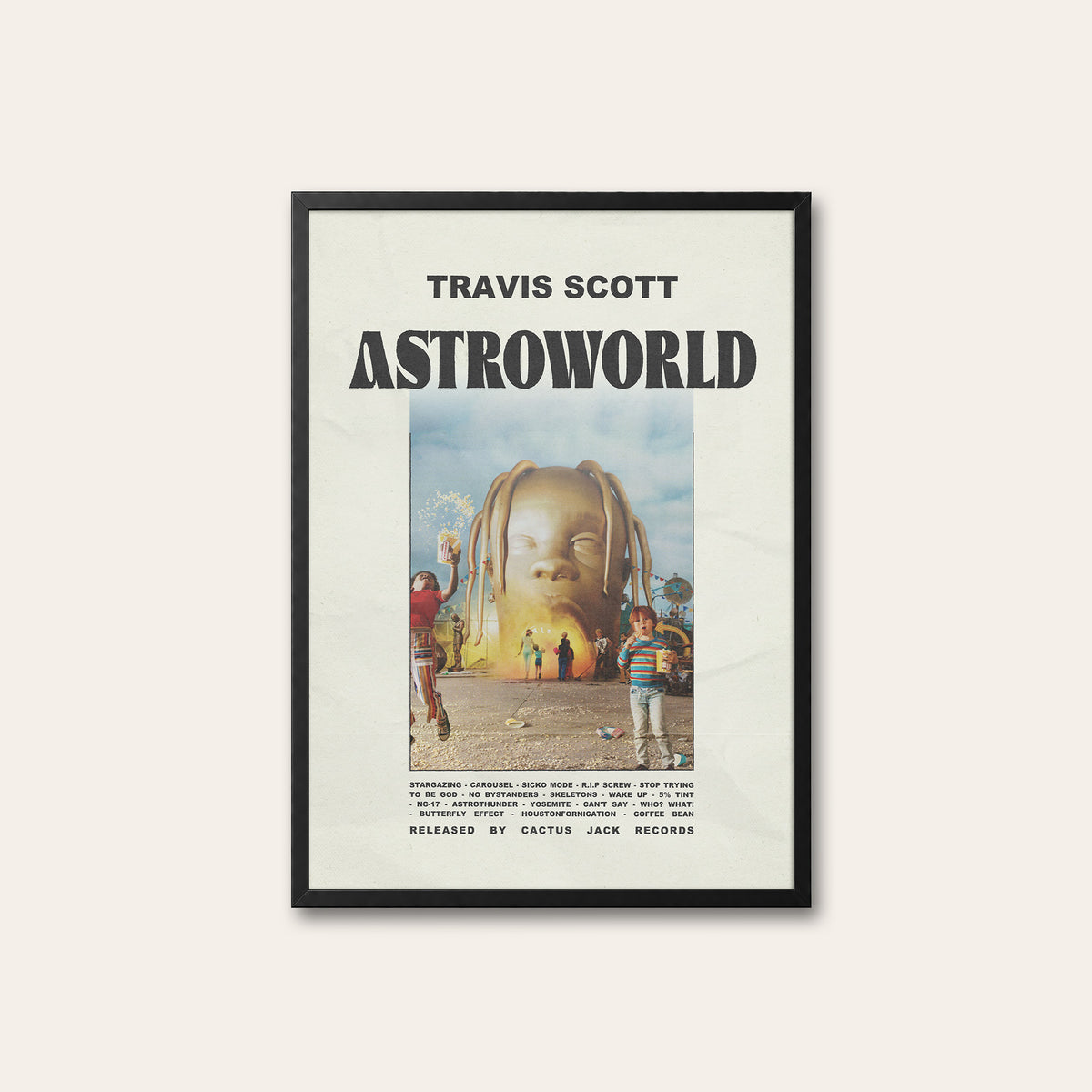 Travis Scott Astroworld newspaper poster — black frame