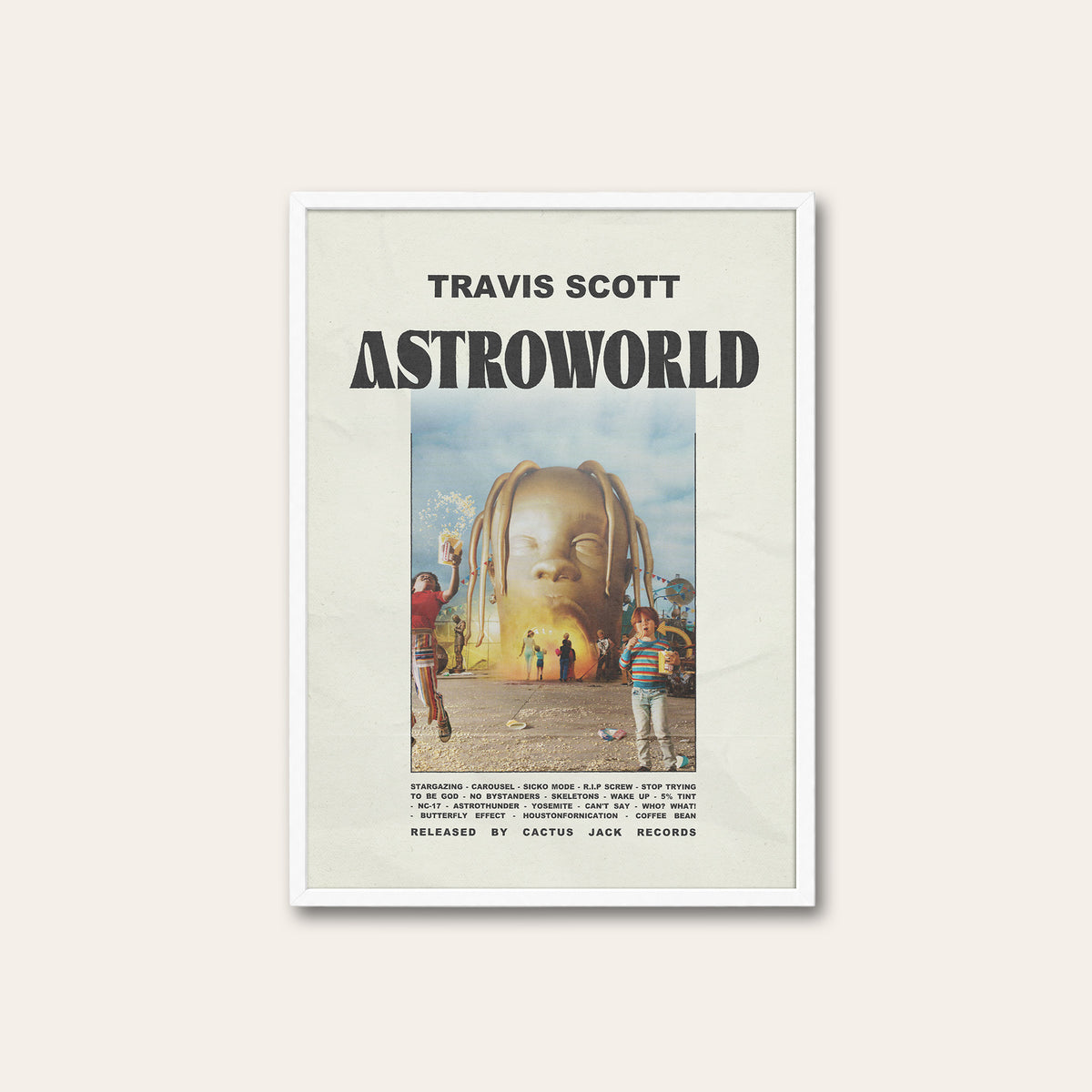 Travis Scott Astroworld newspaper poster — white frame