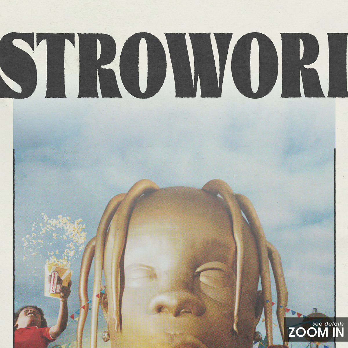 Travis Scott Astroworld newspaper poster — close-up detail