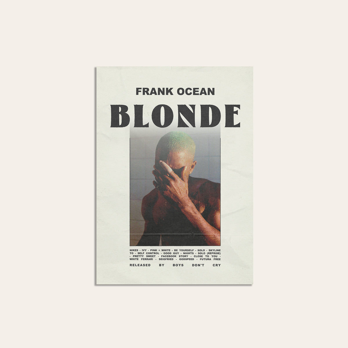 Frank Ocean Blonde Cover Portrait Edition album poster — unframed print