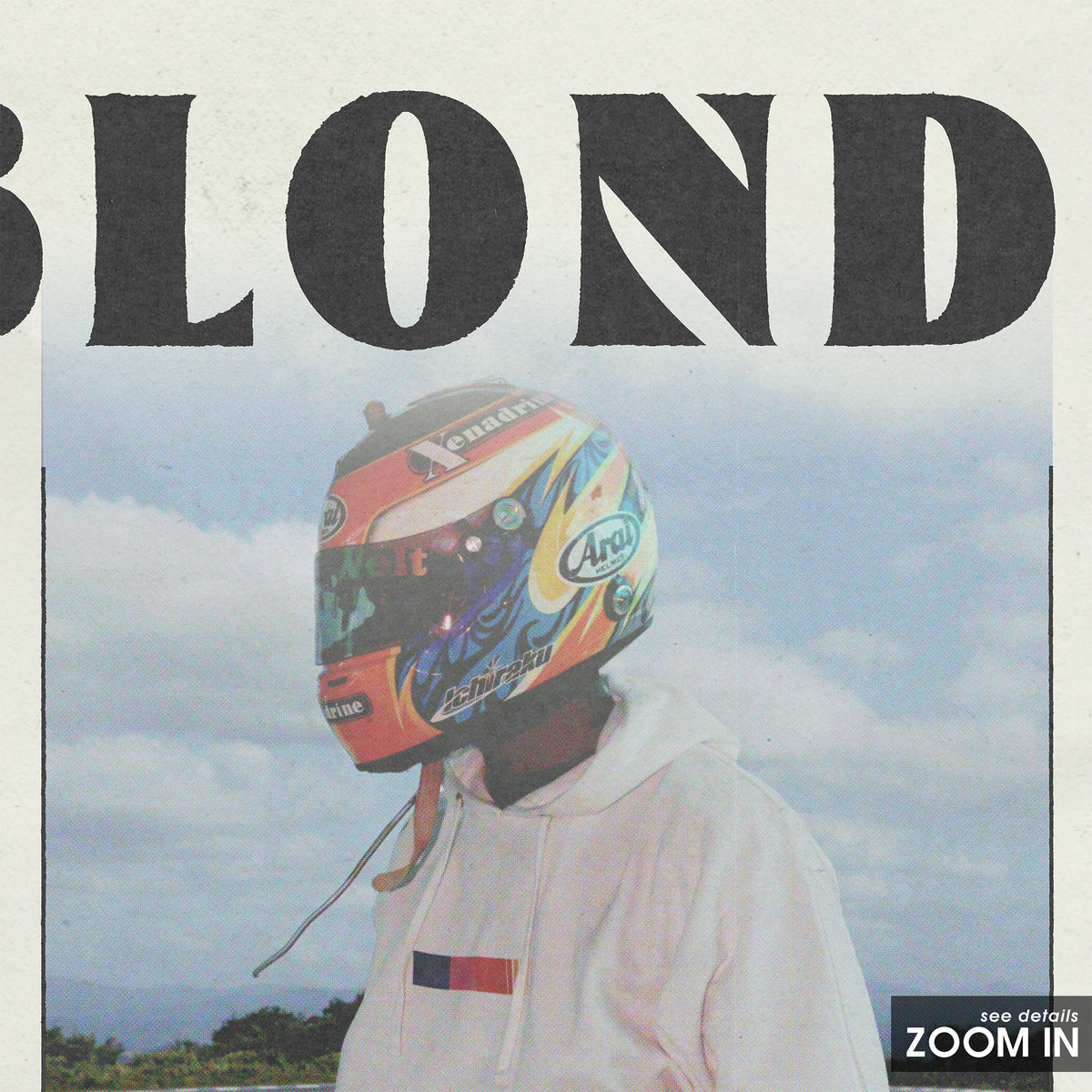 Frank Ocean Blonde Racing Helmet Edition album poster — close-up detail