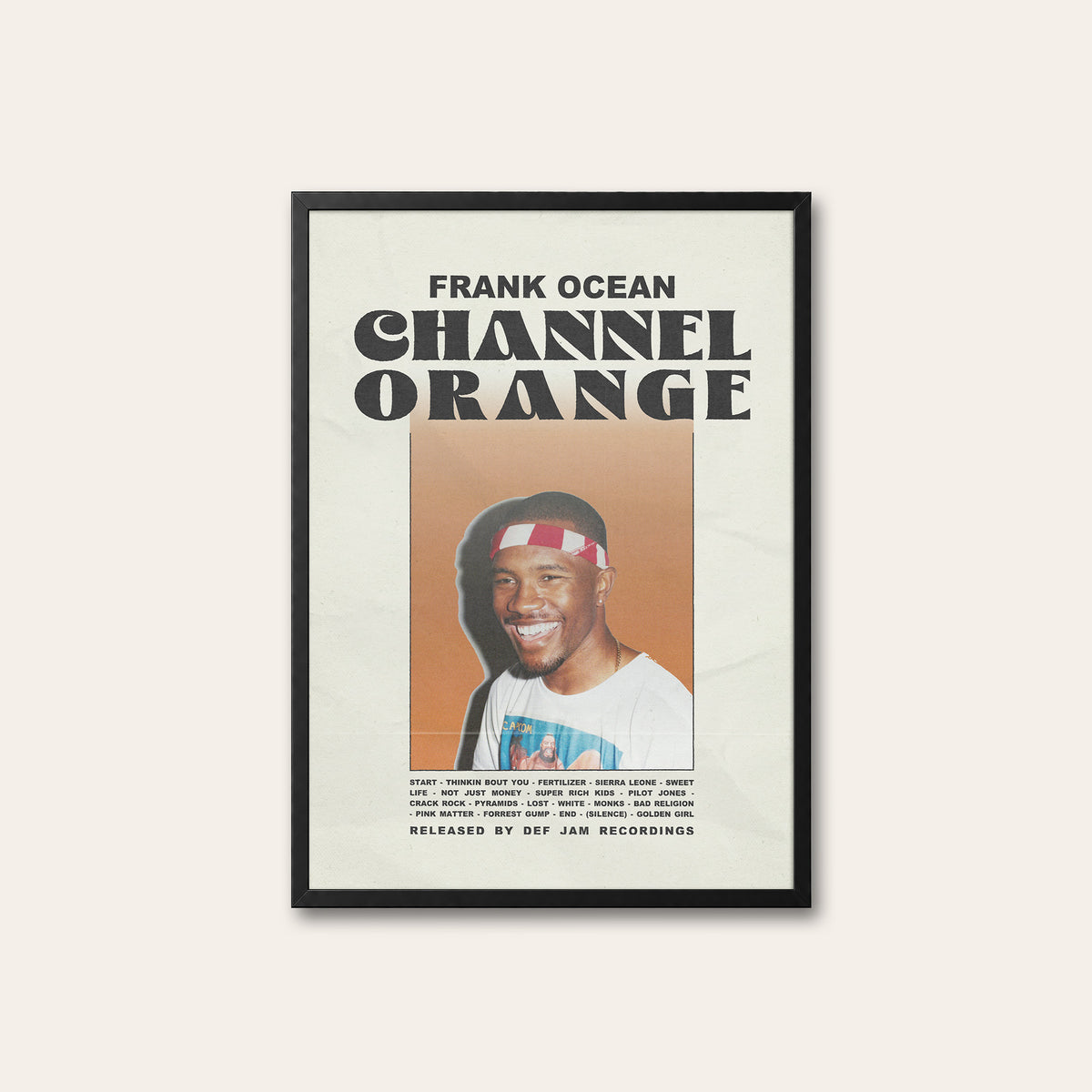 Frank Ocean Channel Orange Portrait Edition album poster — black frame