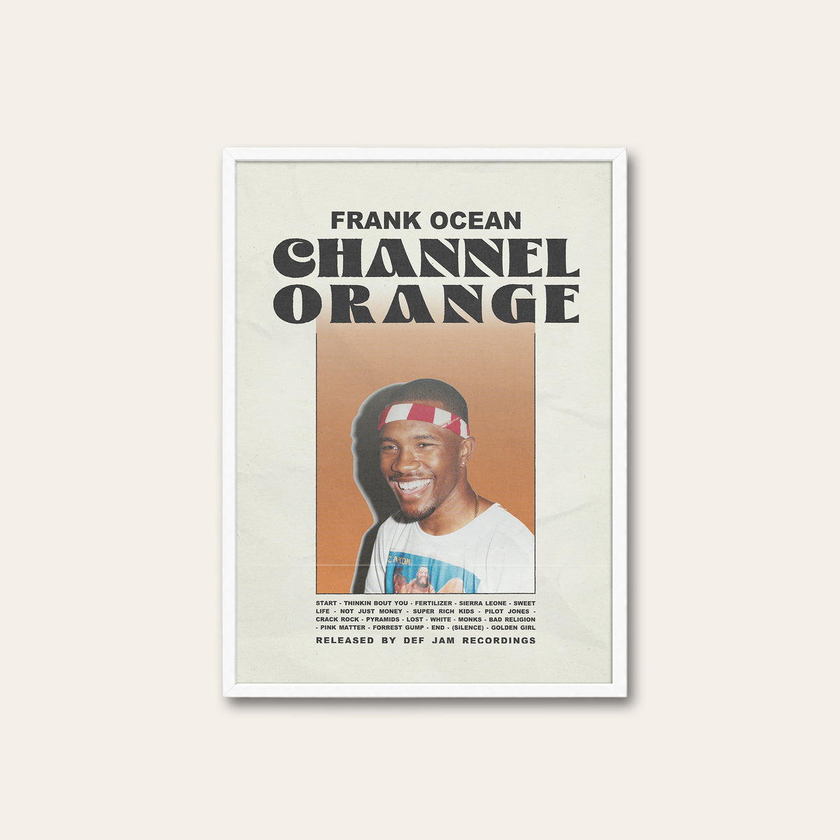 Frank Ocean Channel Orange Portrait Edition album poster — white frame