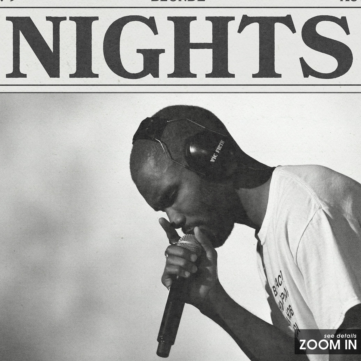 Frank Ocean Nights newspaper poster — close-up detail