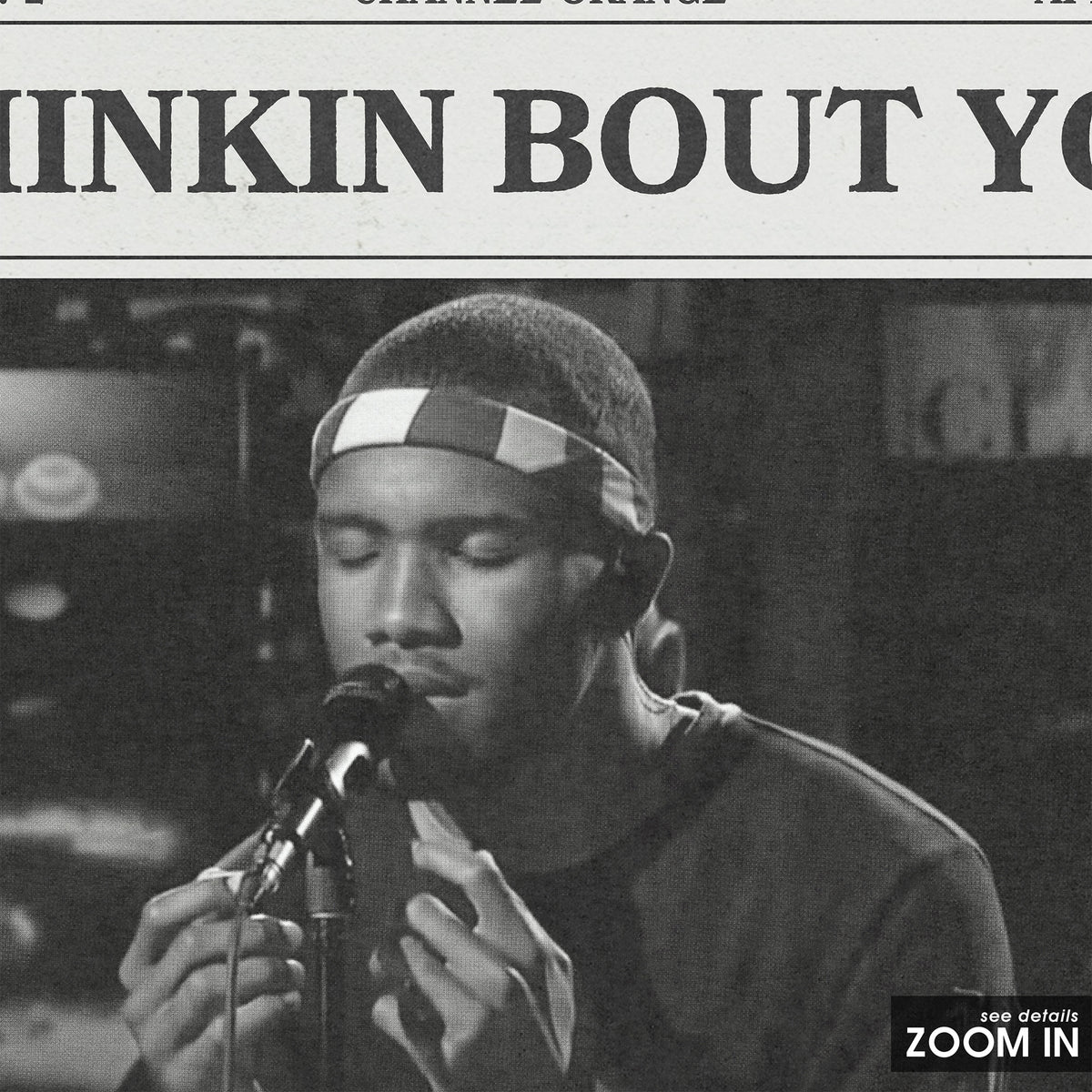 Frank Ocean Thinkin Bout You newspaper poster — close-up detail
