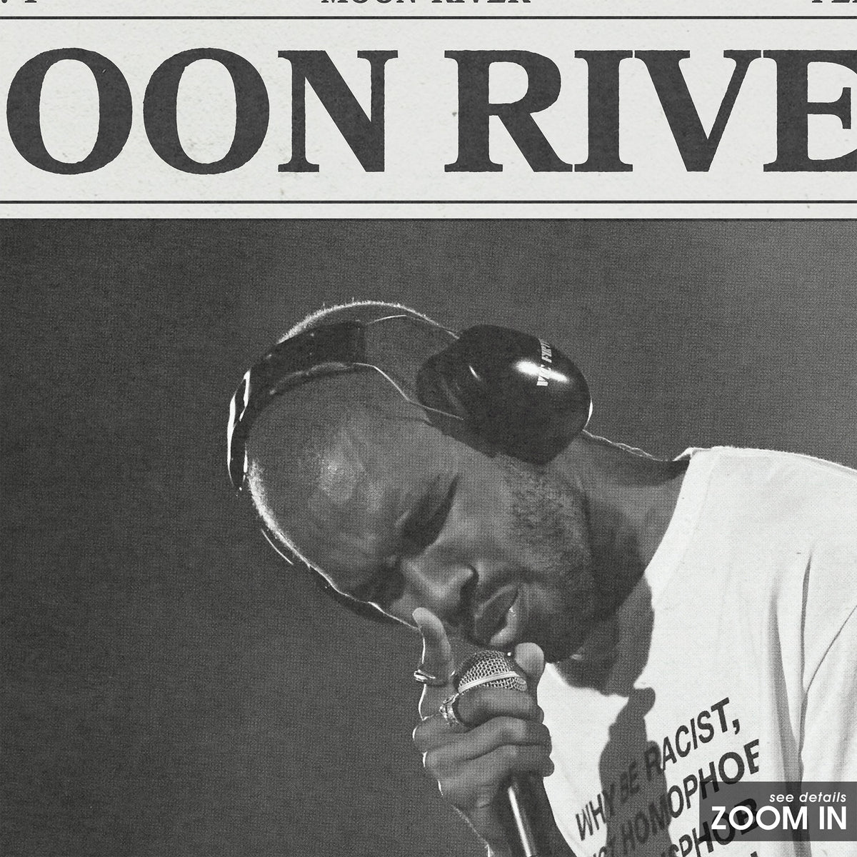 Frank Ocean Moon River newspaper poster — close-up detail