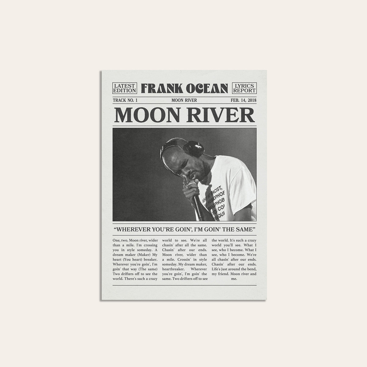 Frank Ocean Moon River newspaper poster — unframed print