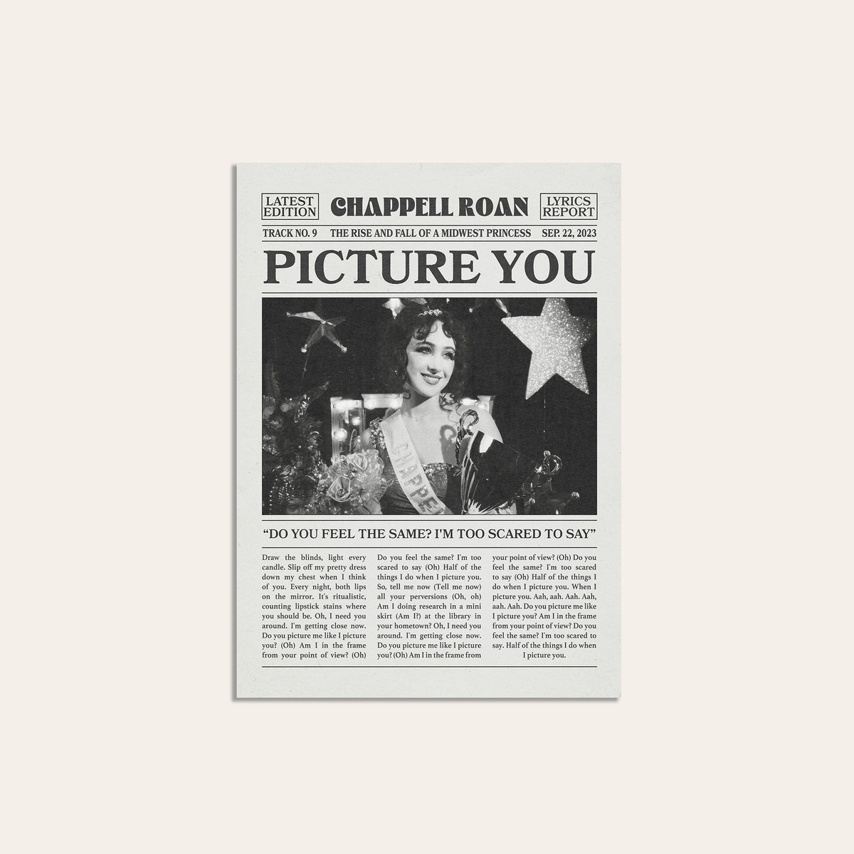 Chappell Roan Picture You newspaper poster — unframed print