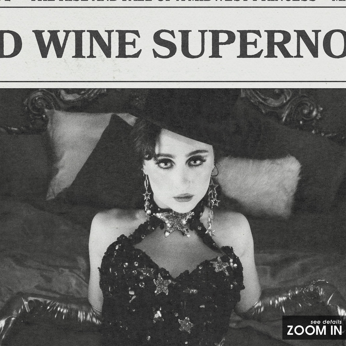 Chappell Roan Red Wine Supernova newspaper poster — close-up detail