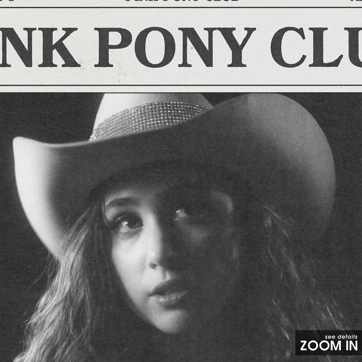 Chappell Roan Pink Pony Club newspaper poster — close-up detail