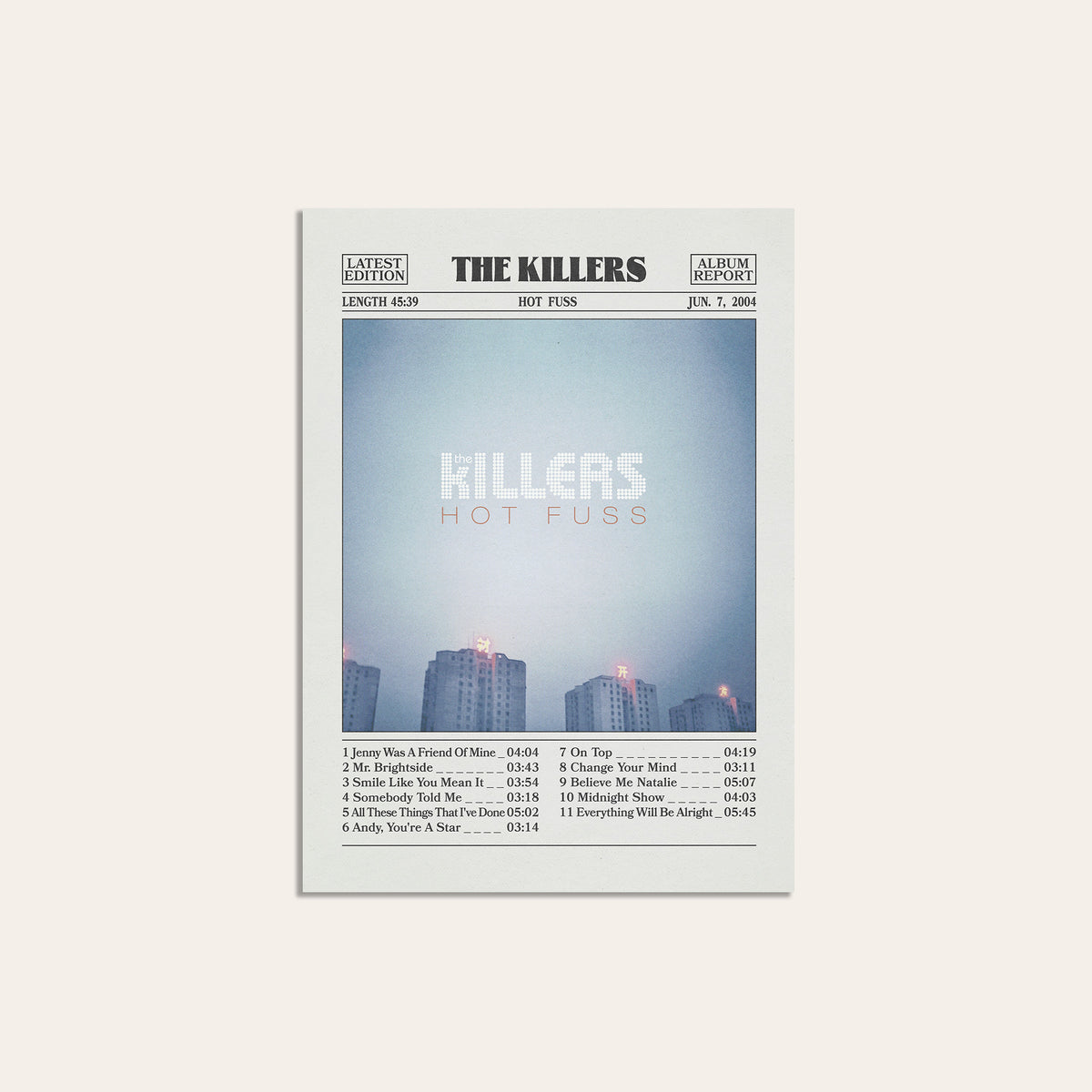 The Killers Hot Fuss newspaper poster — unframed print