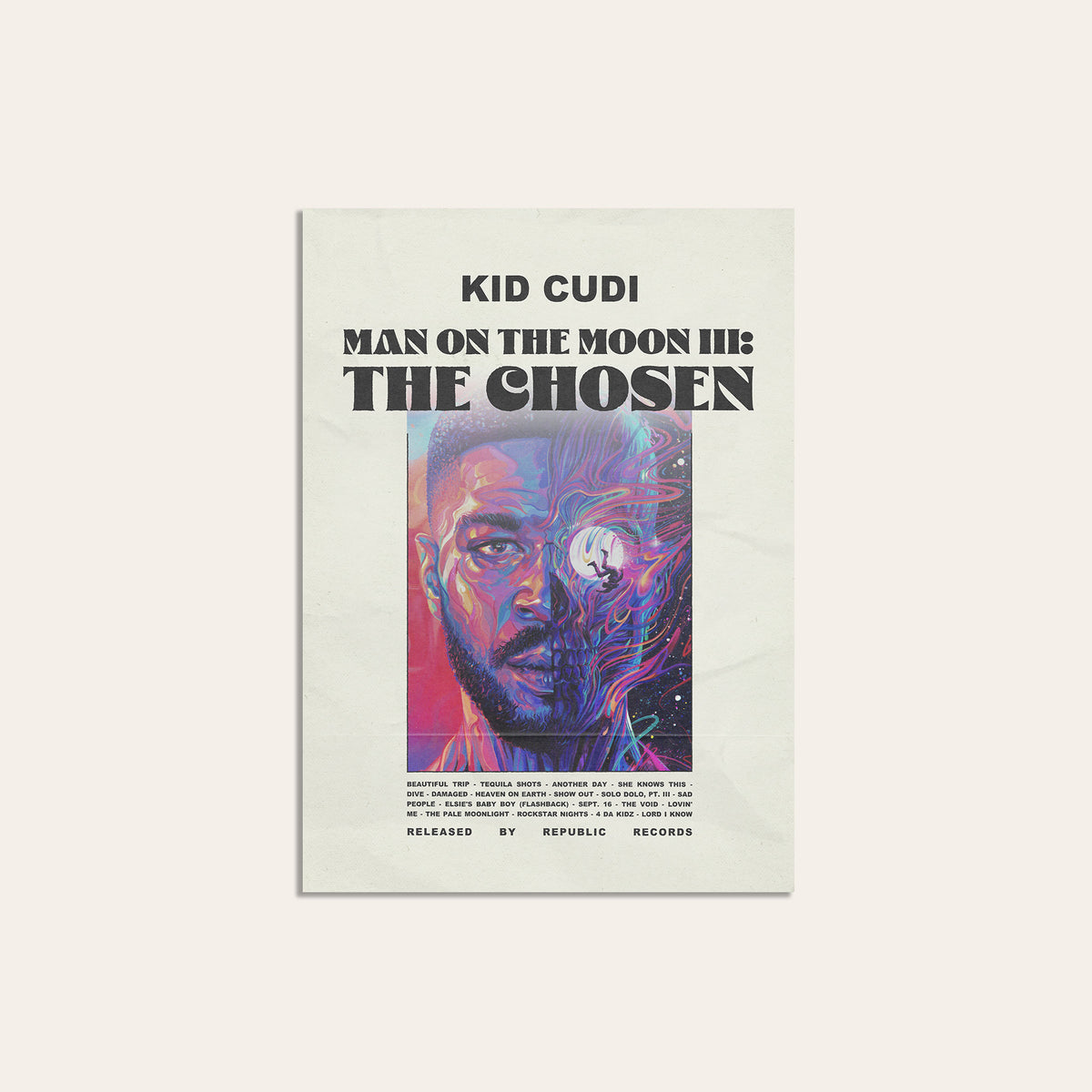 Kid Cudi Man on the Moon III newspaper poster — unframed print
