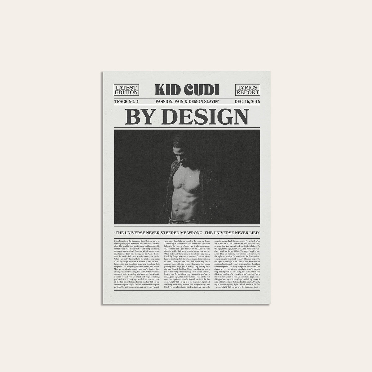 Kid Cudi By Design newspaper poster — unframed print