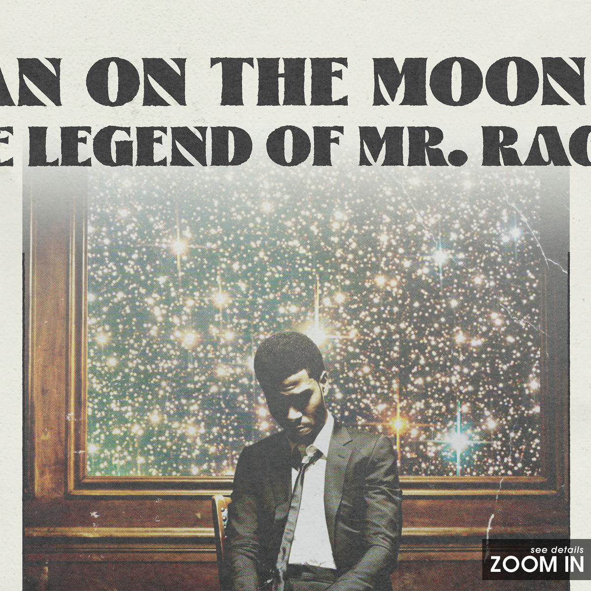 Kid Cudi Man on the Moon II newspaper poster — close-up detail
