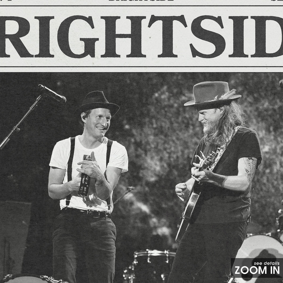 The Lumineers Brightside newspaper poster — close-up detail