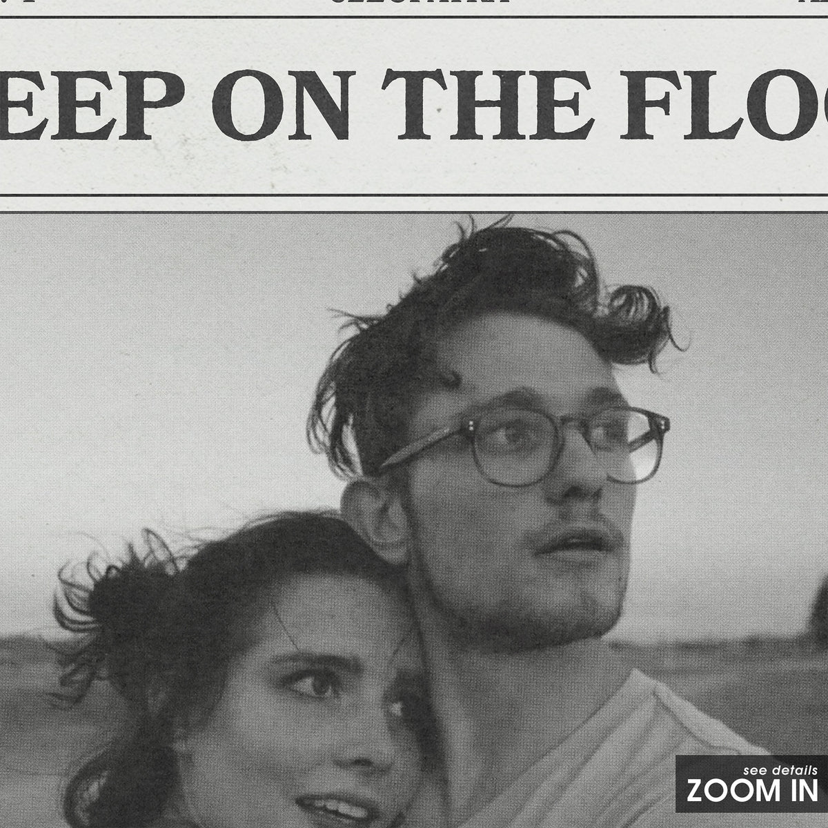 The Lumineers Sleep on the Floor newspaper poster, B&W Portrait — close-up detail
