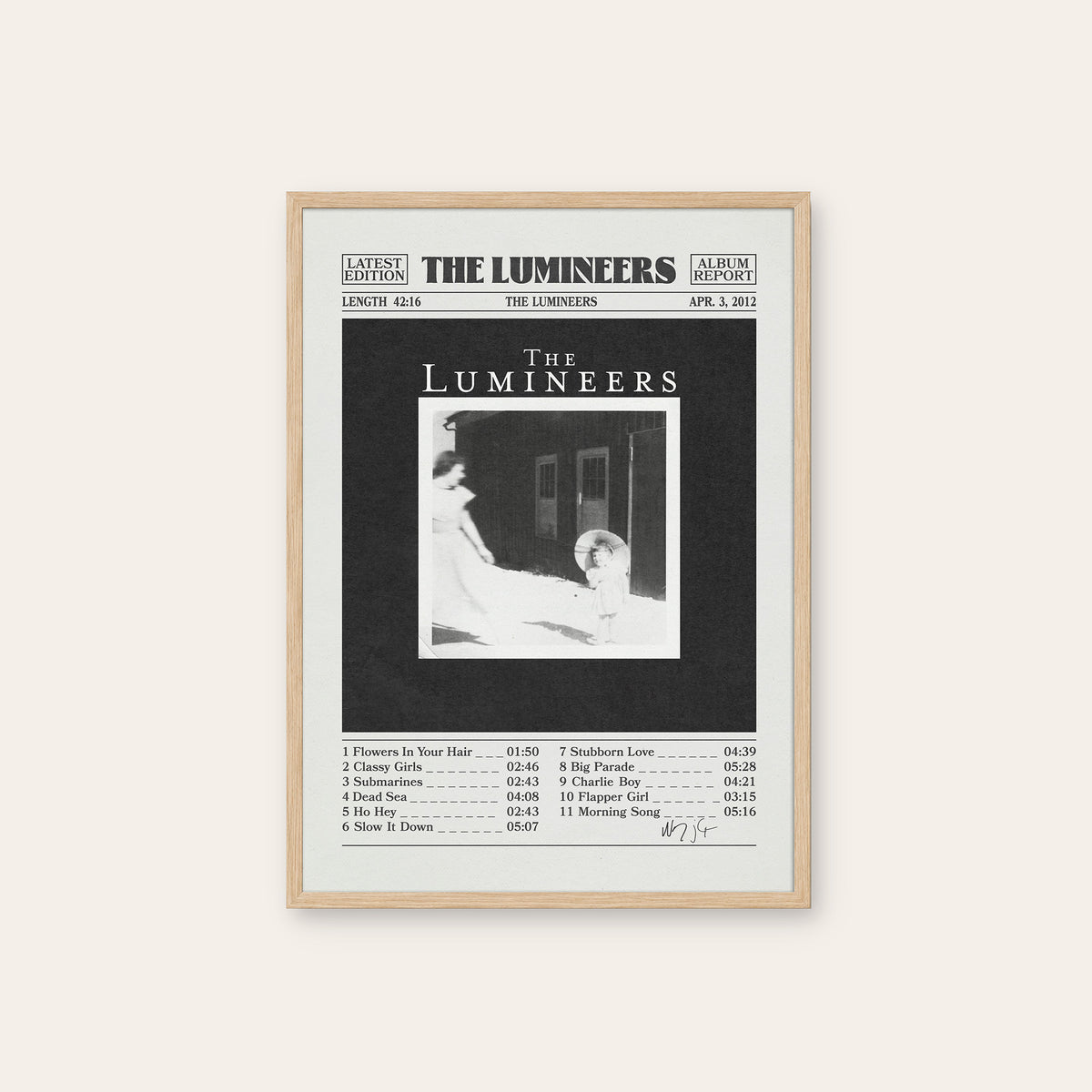 The Lumineers The Lumineers newspaper poster — natural wood frame