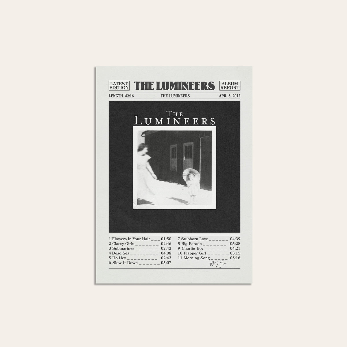 The Lumineers The Lumineers newspaper poster — unframed print