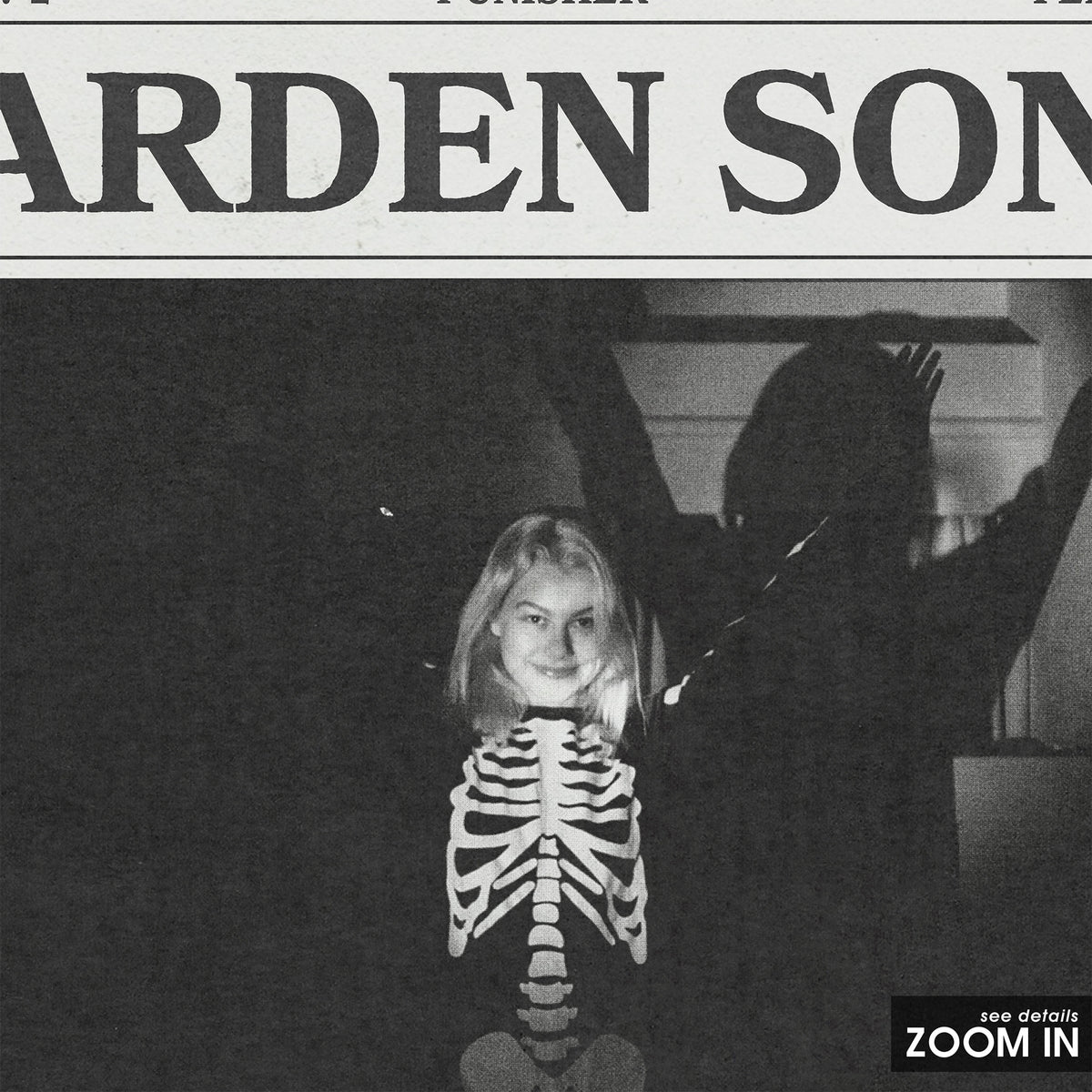 Phoebe Bridgers Garden Song newspaper poster — close-up detail