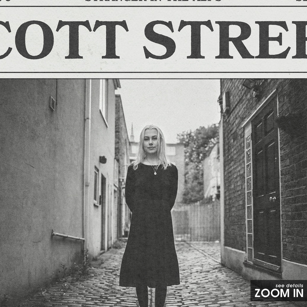 Phoebe Bridgers Scott Street newspaper poster — close-up detail