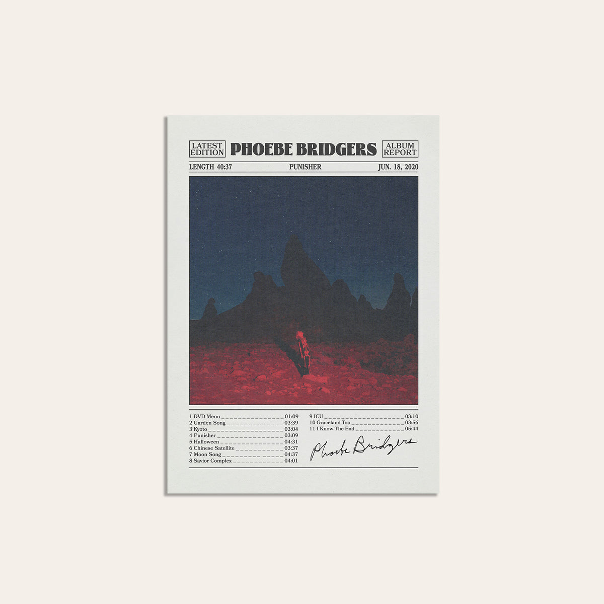 Phoebe Bridgers Punisher newspaper poster — unframed print