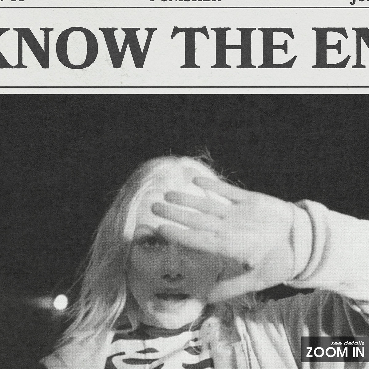 Phoebe Bridgers I Know the End newspaper poster — close-up detail
