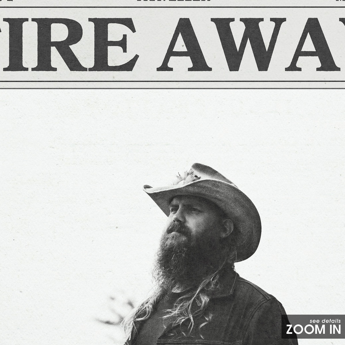 Chris Stapleton Fire Away newspaper poster — close-up detail