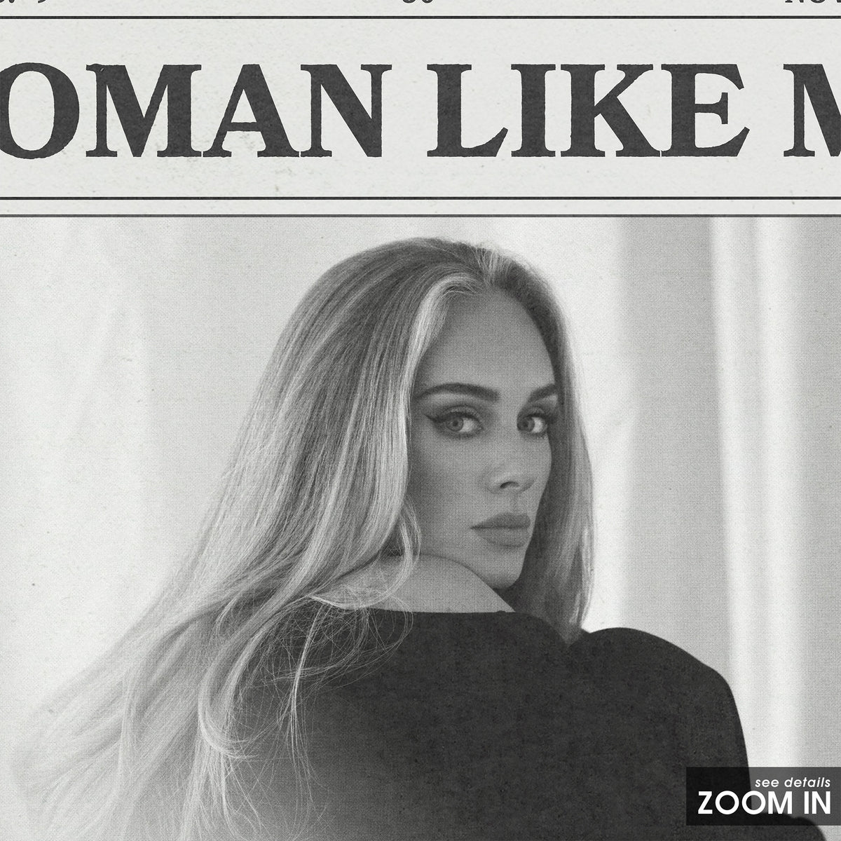 Adele Woman Like Me newspaper poster — close-up detail