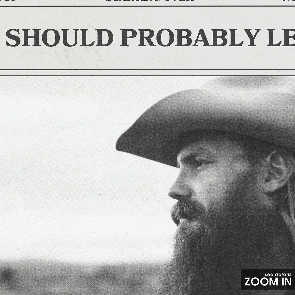 Chris Stapleton You Should Probably Leave newspaper poster — close-up detail