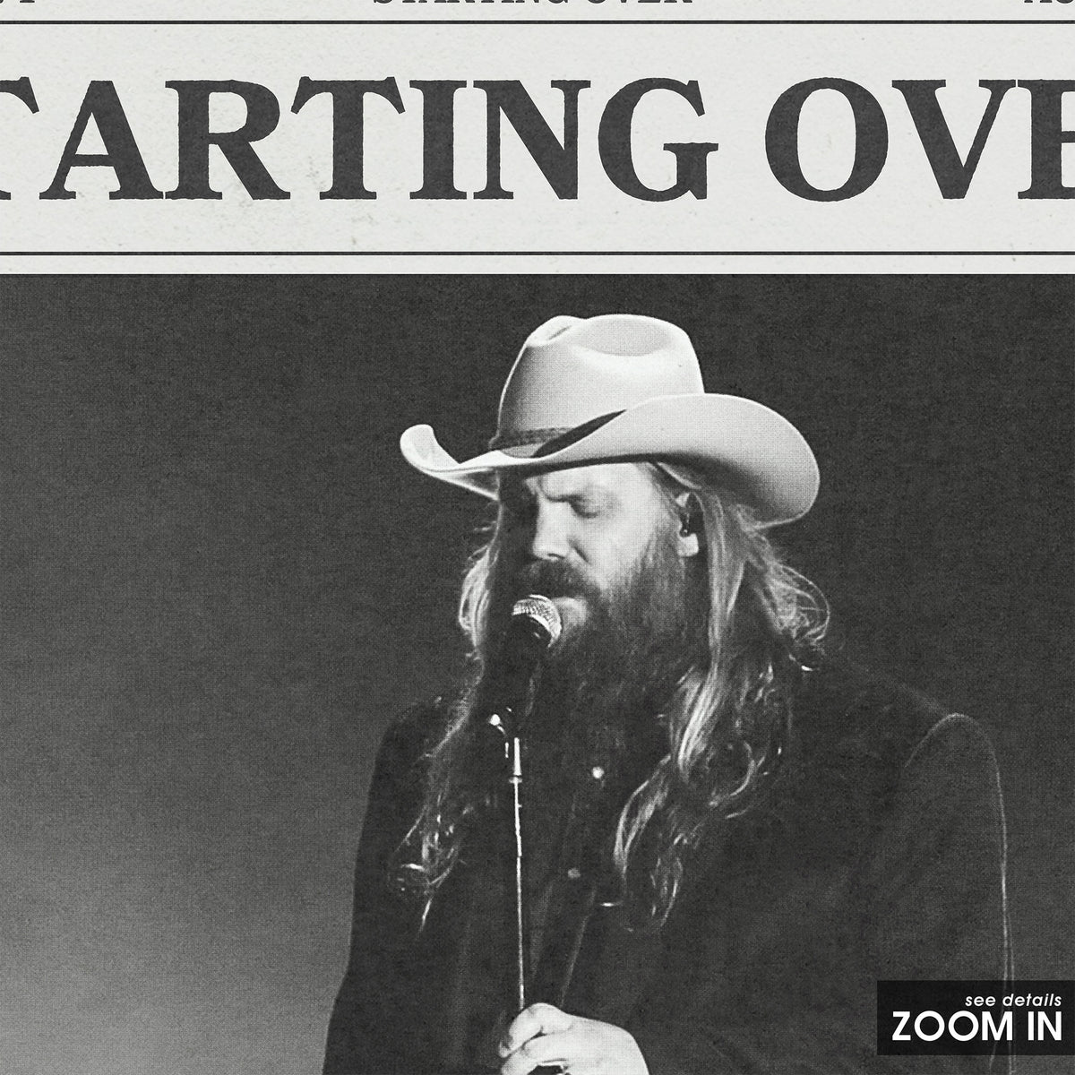 Chris Stapleton Starting Over newspaper poster — close-up detail