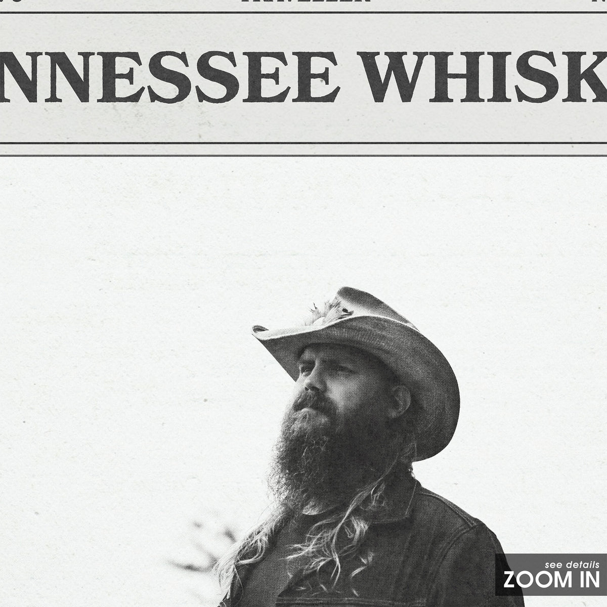 Chris Stapleton Tennessee Whiskey newspaper poster — close-up detail