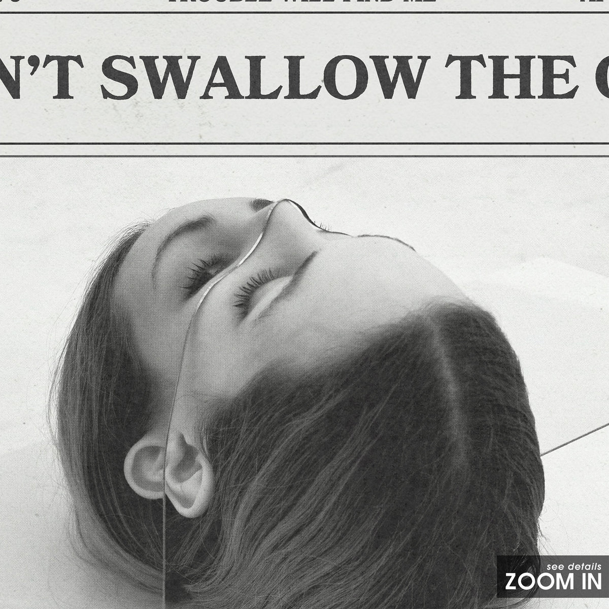 The National Don't Swallow the Cap newspaper poster — close-up detail
