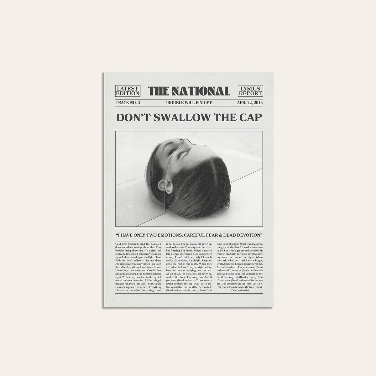 The National Don't Swallow the Cap newspaper poster — unframed print