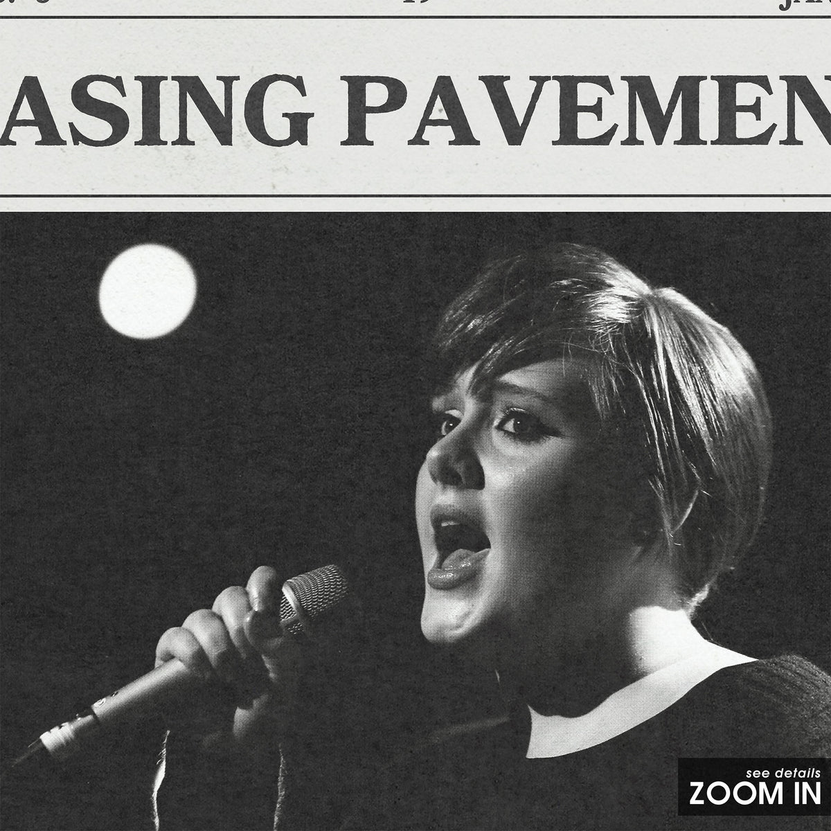 Adele Chasing Pavements newspaper poster — close-up detail