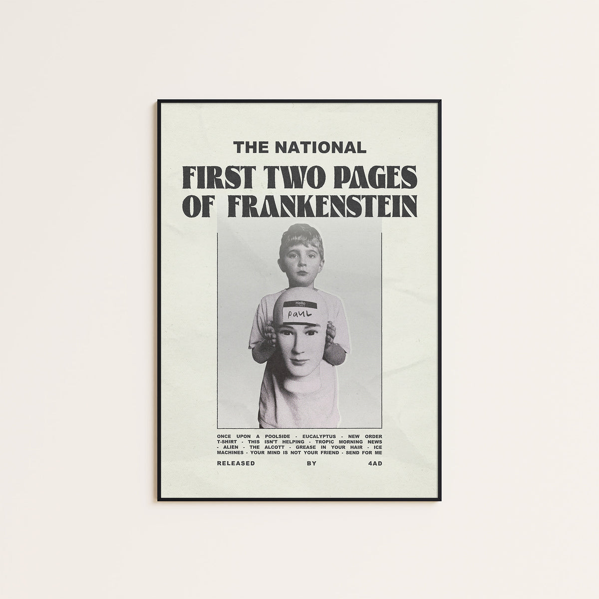 The National First Two Pages of Frankenstein newspaper poster — black frame display
