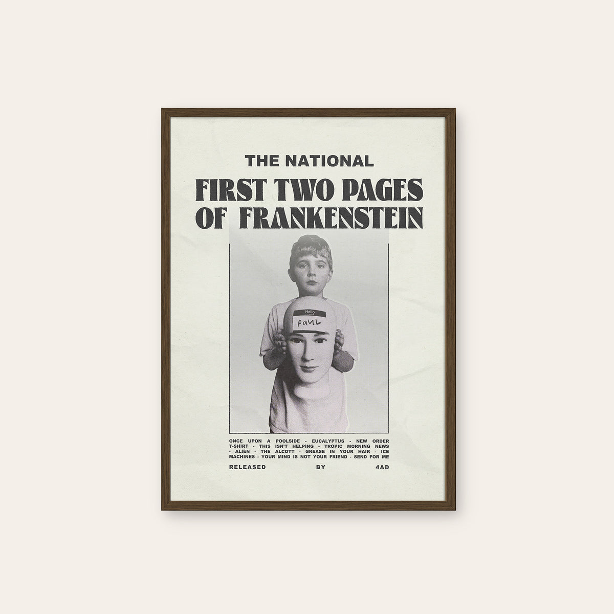 The National First Two Pages of Frankenstein newspaper poster — dark wood frame