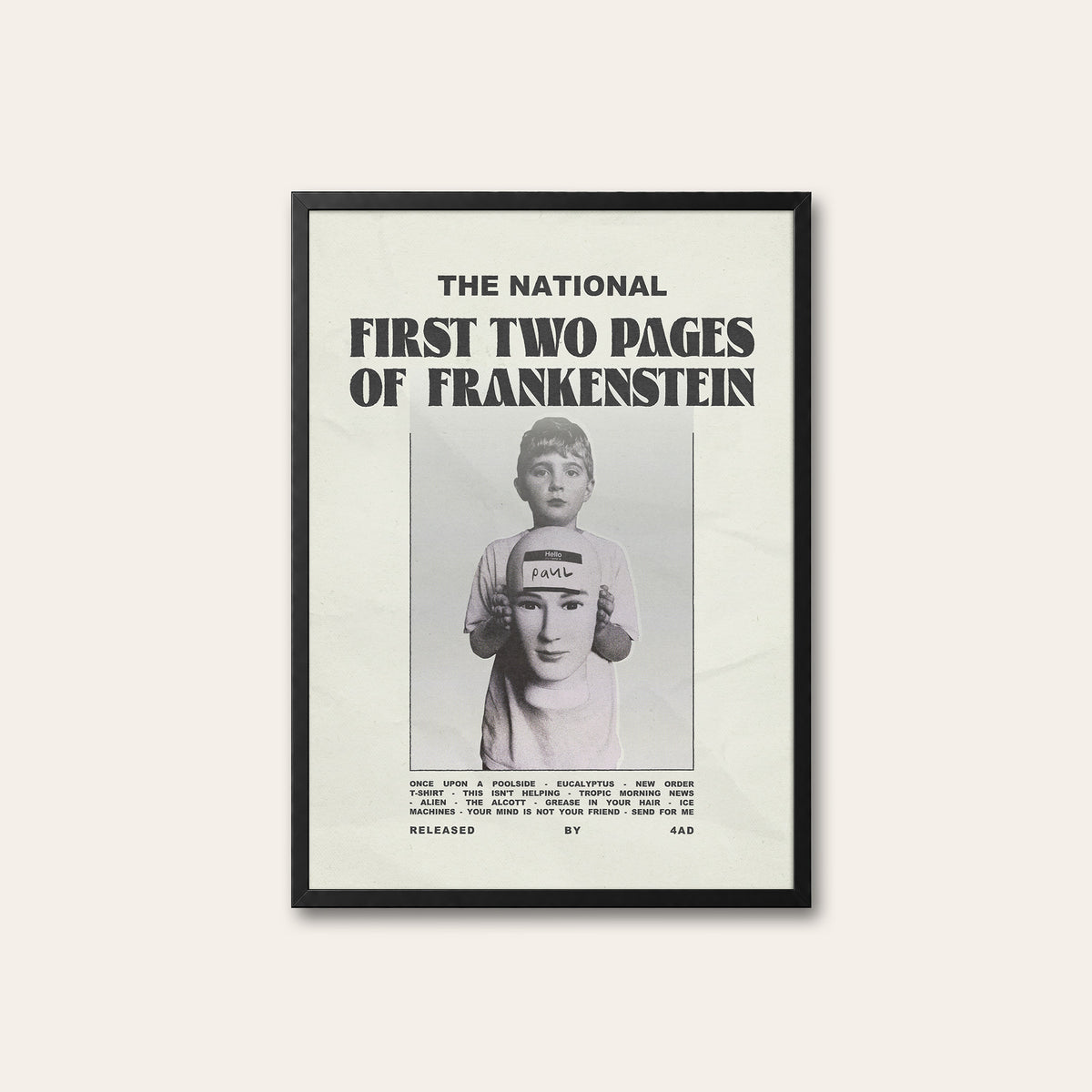 The National First Two Pages of Frankenstein newspaper poster — black frame