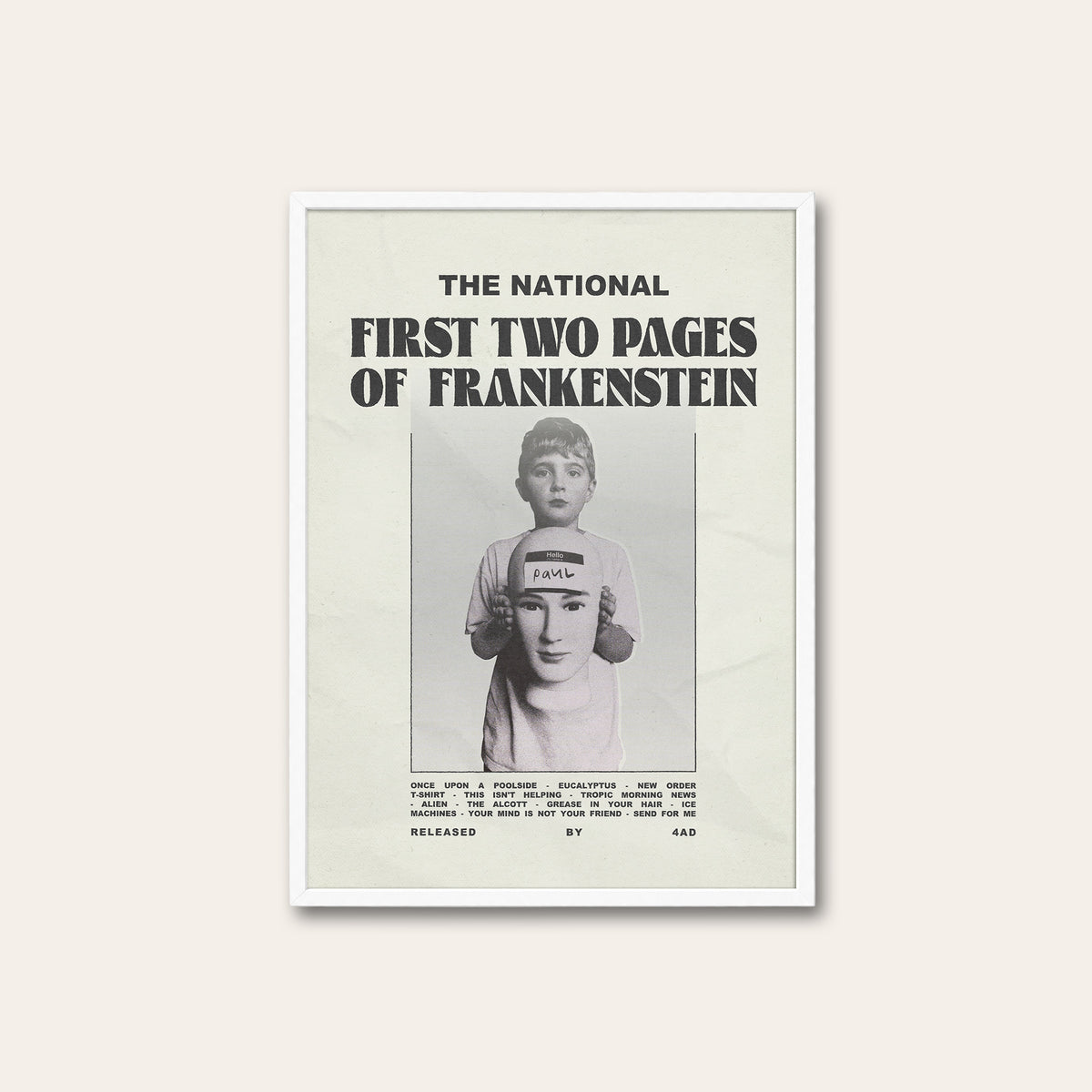 The National First Two Pages of Frankenstein newspaper poster — white frame