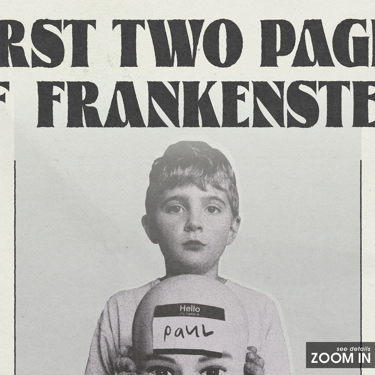 The National First Two Pages of Frankenstein newspaper poster — close-up detail
