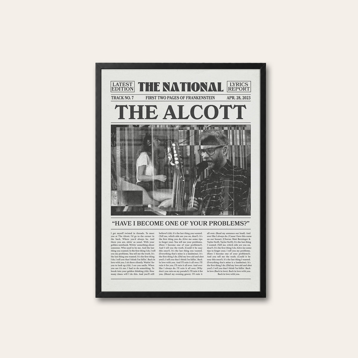 The National The Alcott newspaper poster, Studio — black frame