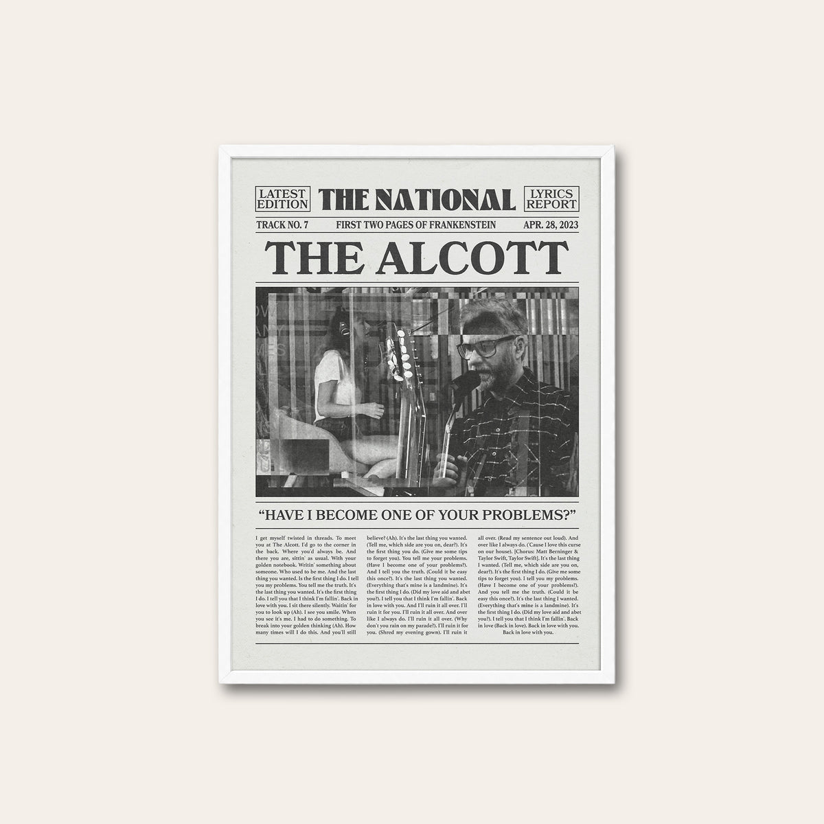 The National The Alcott newspaper poster, Studio — white frame