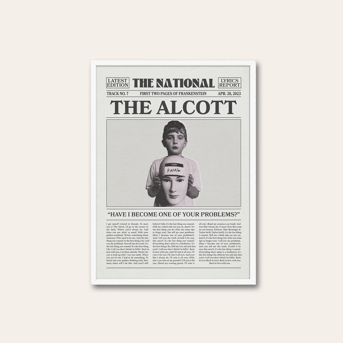 The National The Alcott newspaper poster, Cover — white frame