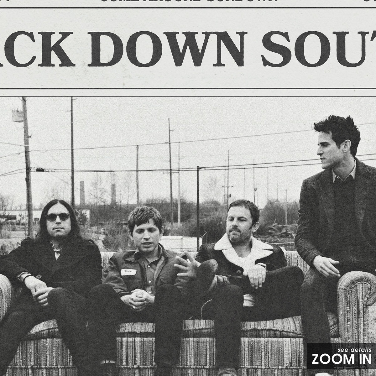 Kings of Leon Back Down South newspaper poster — close-up detail