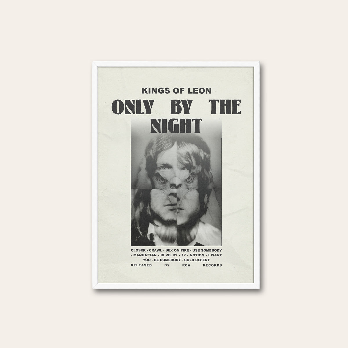 Kings of Leon Only by the Night newspaper poster — white frame