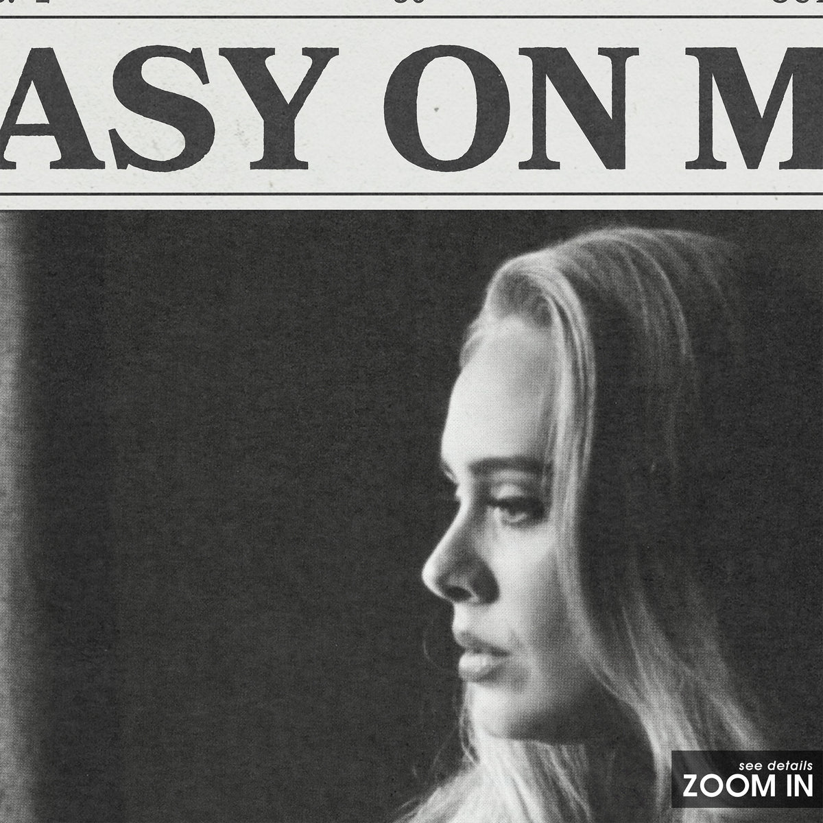 Adele Easy on Me newspaper poster — close-up detail