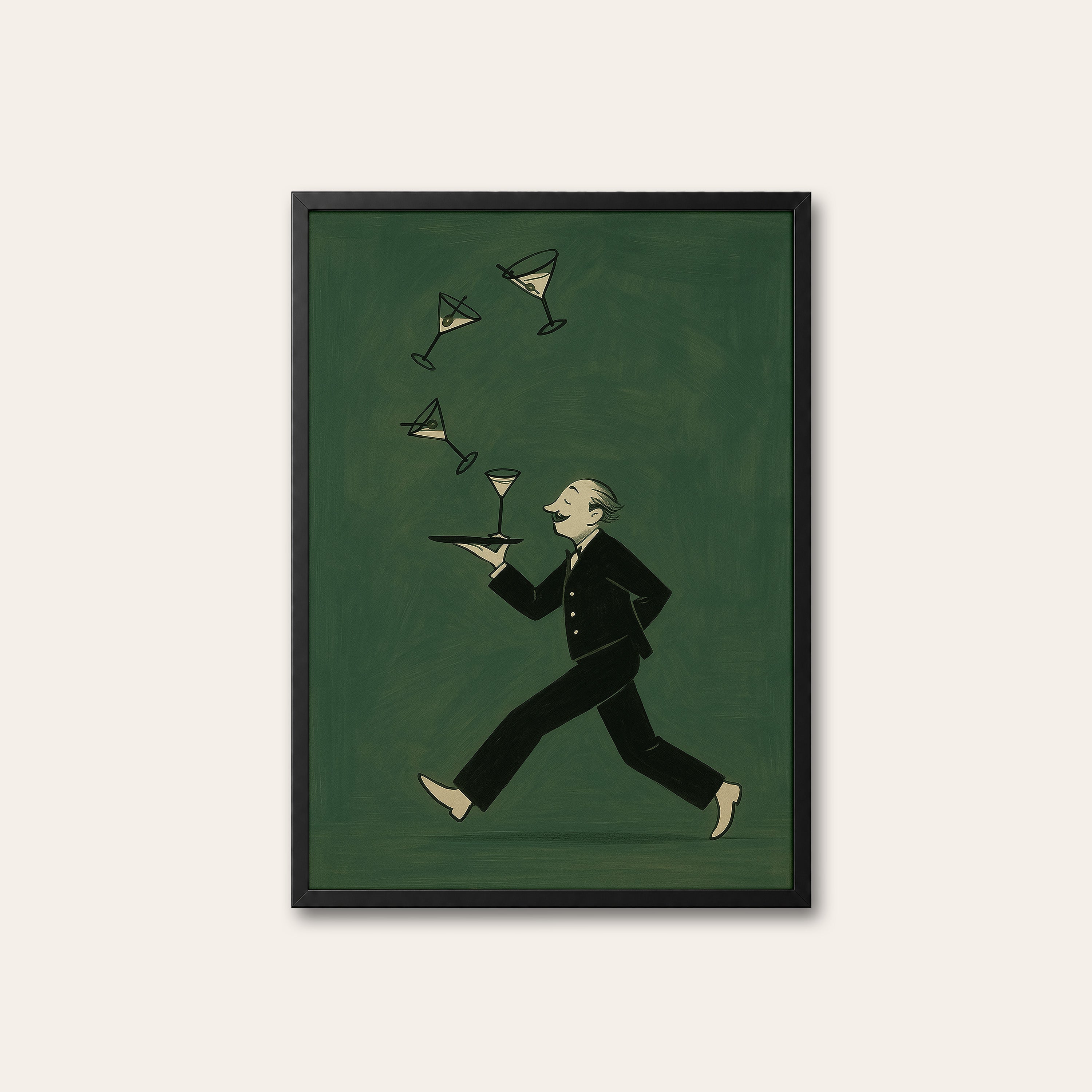 The Rush Order — Martini Waiter Print – black frame